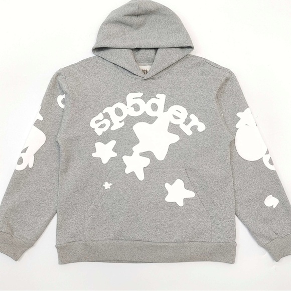 Gray Hoodie with White Star Design
